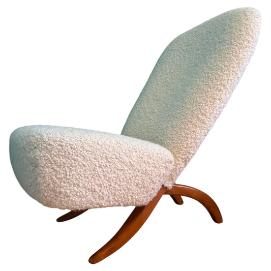 Herstel het karakter van deze open houten designfauteuil